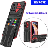 card slot armor cover for redmi note 11 pro case for xiaomi redmi note 11 11s global 10 4g pro 10s 9 9a shockproof case
