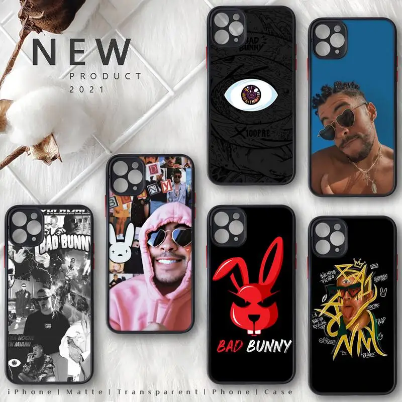 

Bad Bunny Phone Case For iphone 13 12 11 8 7 plus mini x xs xr pro max matte transparent cover