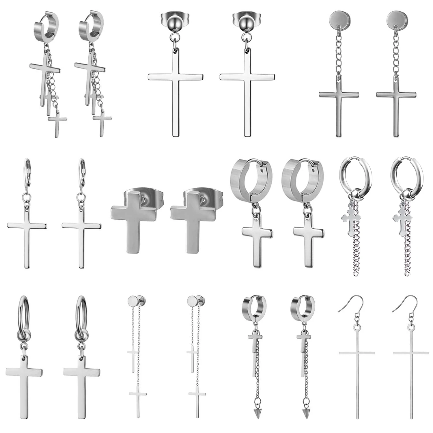 

Серьги-гвоздики серебряные в виде крючка, 11 пар