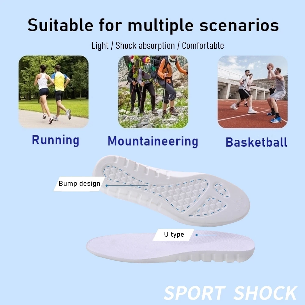 Latex Sports Shoes Insoles for Men Women Sneaker Sweat-absorbant Deodorant Orthopedic Insoles for Feet Height Increase Shoe Pad