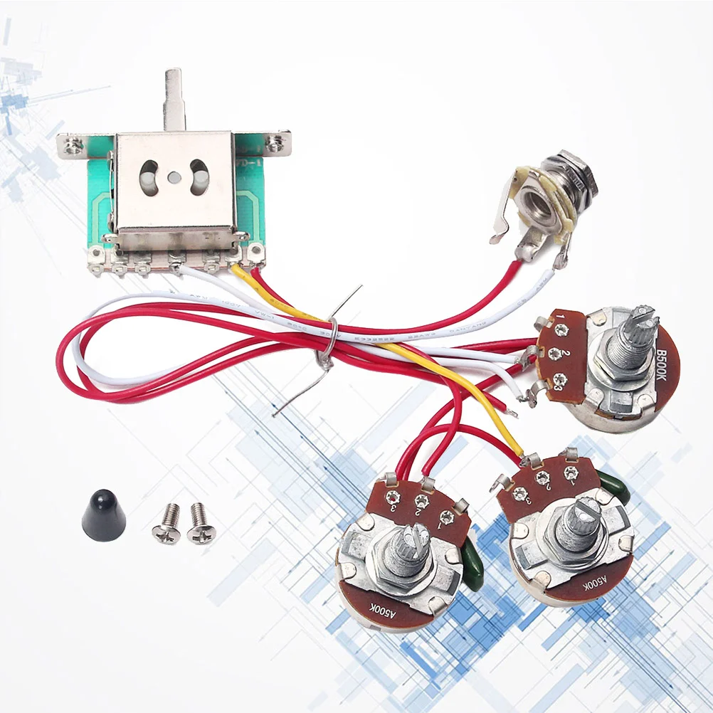 

Guitar Harness Potentiometer Wiring Toggle Potentiometers Taper Switch Bass Volume Shaft Audio 500K Prewired Pickup Pots