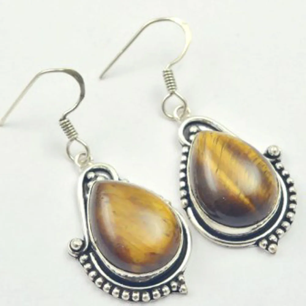 

Серьги с тигровым глазом серебристый слой под медь, США Размер 50 мм, E3017