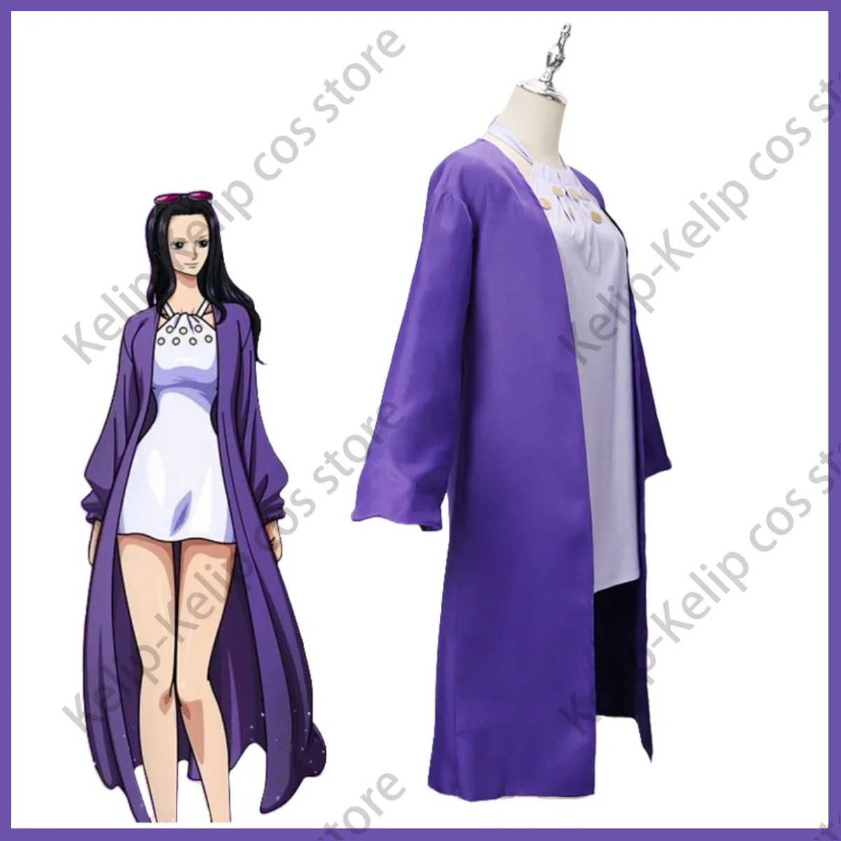 Аниме Нико Робин Косплей Костюм Miss Allsunday Парик Фиолетовое Платье С Длинными