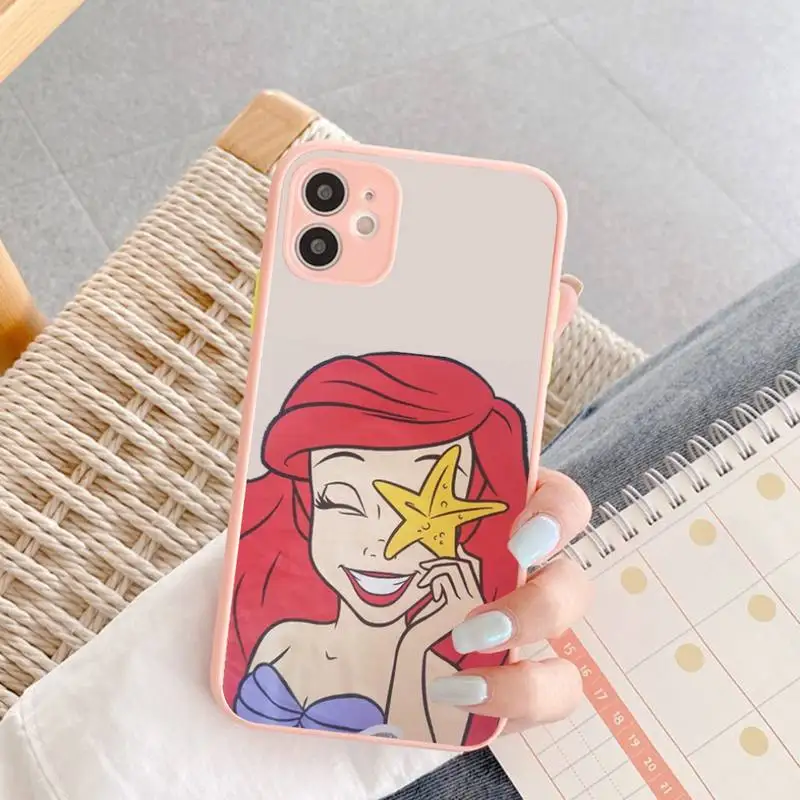 

Disney Ariel The Mermaid Phone Case for iPhone X XR XS 7 8 Plus 11 12 13 pro MAX 13mini Translucent Matte Case