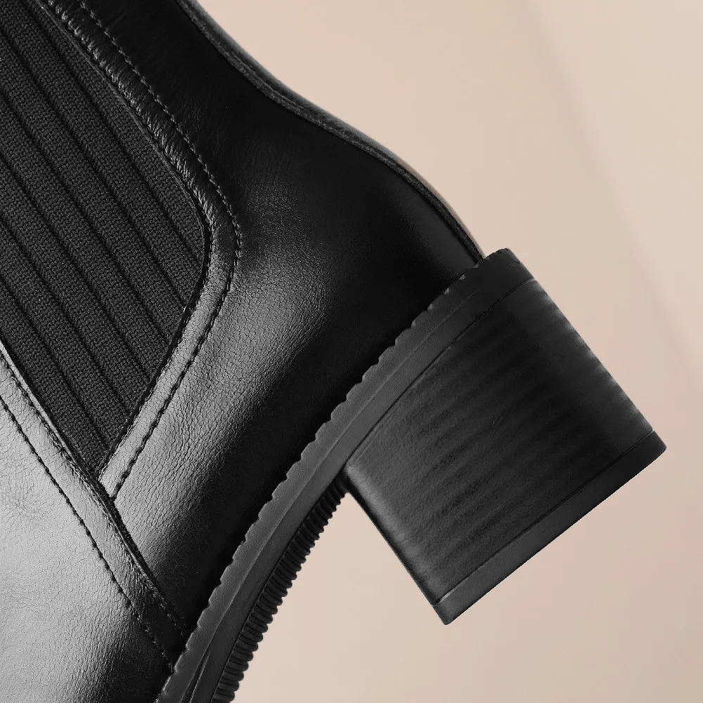 Danxuefei женские эластичные вязаные Лоскутные осенние ботильоны 5 см толстый