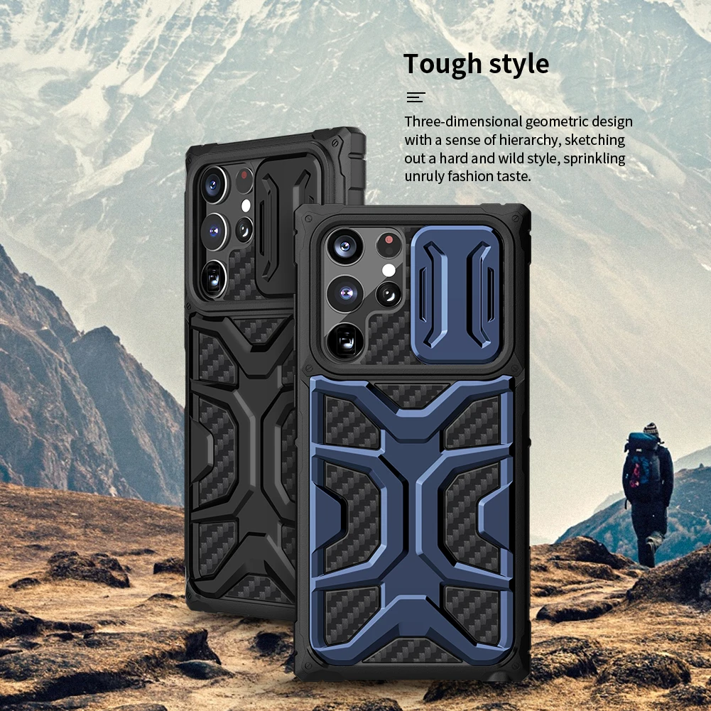 

Nillkin Adventurer Case For Samsung Galaxy S22 Ultra 3D Texture Outdoor Sports Anti-fall Slide Cover Camera Protection Privacy