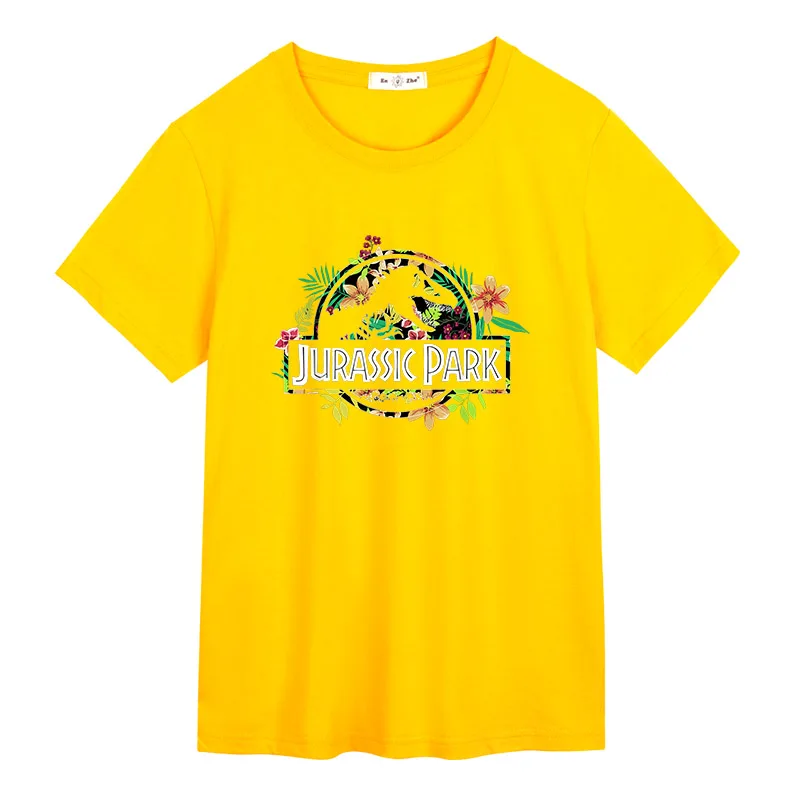 Футболка Парк Юрского периода с цветочным тропическим логотипом 100% хлопок