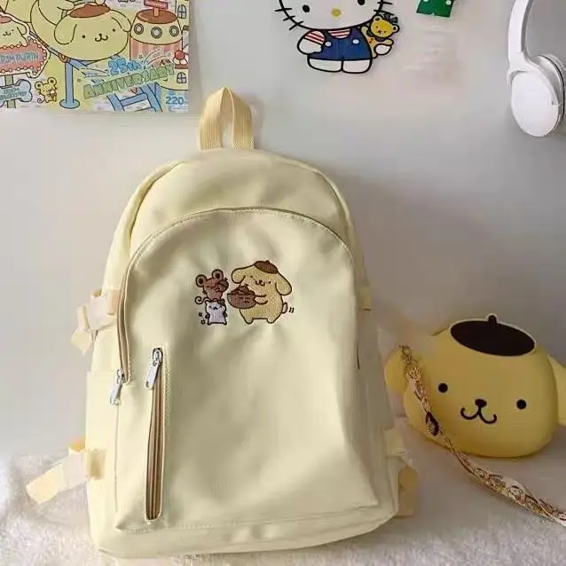 

Sanrio Schoolbag Patch Embroidery Pudding Dog Milk Yellow Large Capacity Student Backpack Female