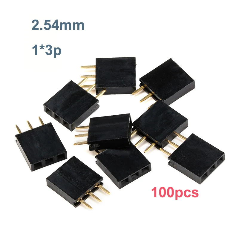 

100 шт. 3-контактный разъем, Однорядный гнездовой разъем, шаг 2,54 мм, печатная плата, контактный разъем, разъем для полосы для Arduino