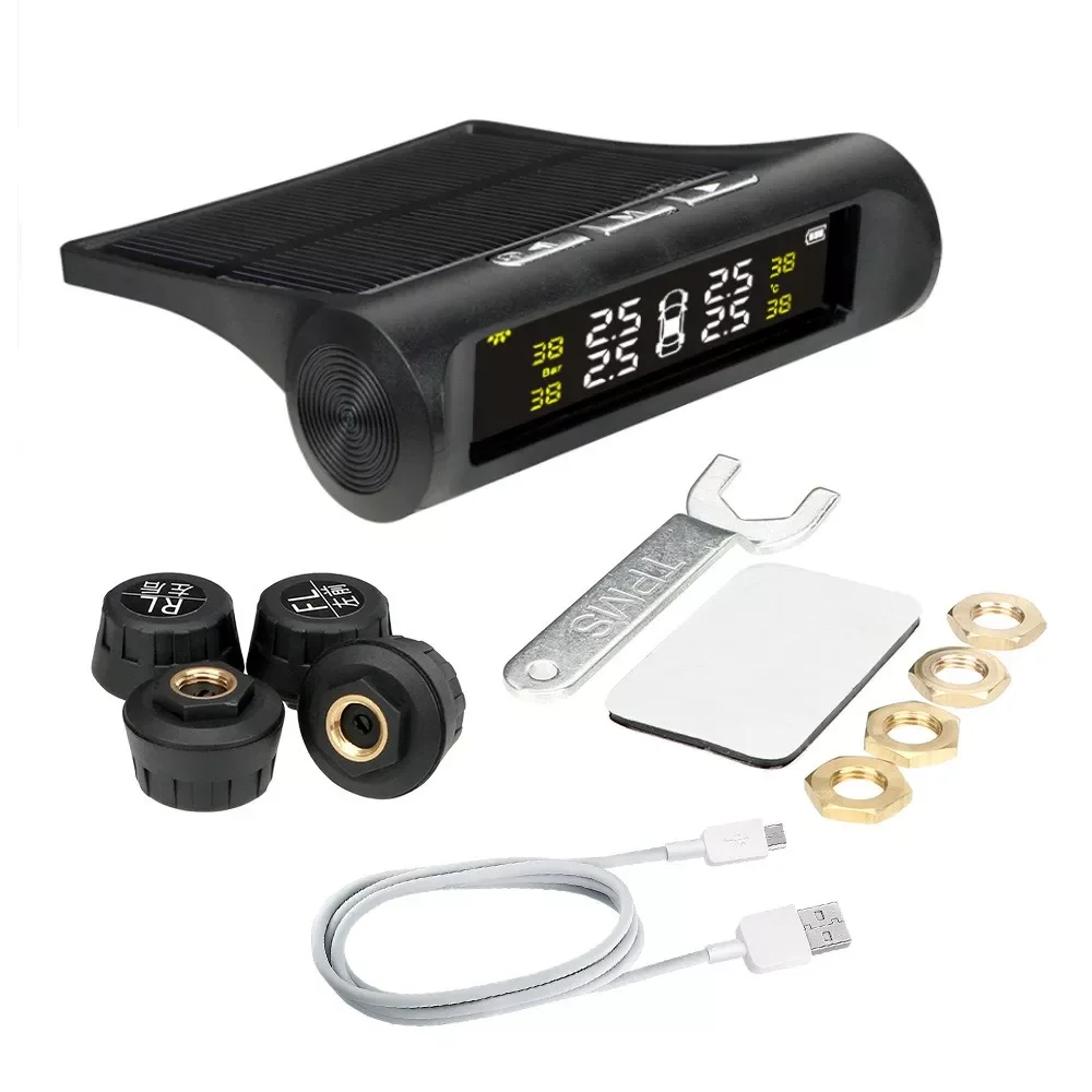 Купи Tire Pressure Monitor TPMS Tire Pressure Monitoring System Wireless Tire Pressure Sensor Plus 4 Sensors USB Charging за 1,747 рублей в магазине AliExpress