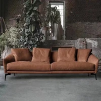 minimalist abrasive leather sofa nordic luxury down living room sofa designer villa club sofa