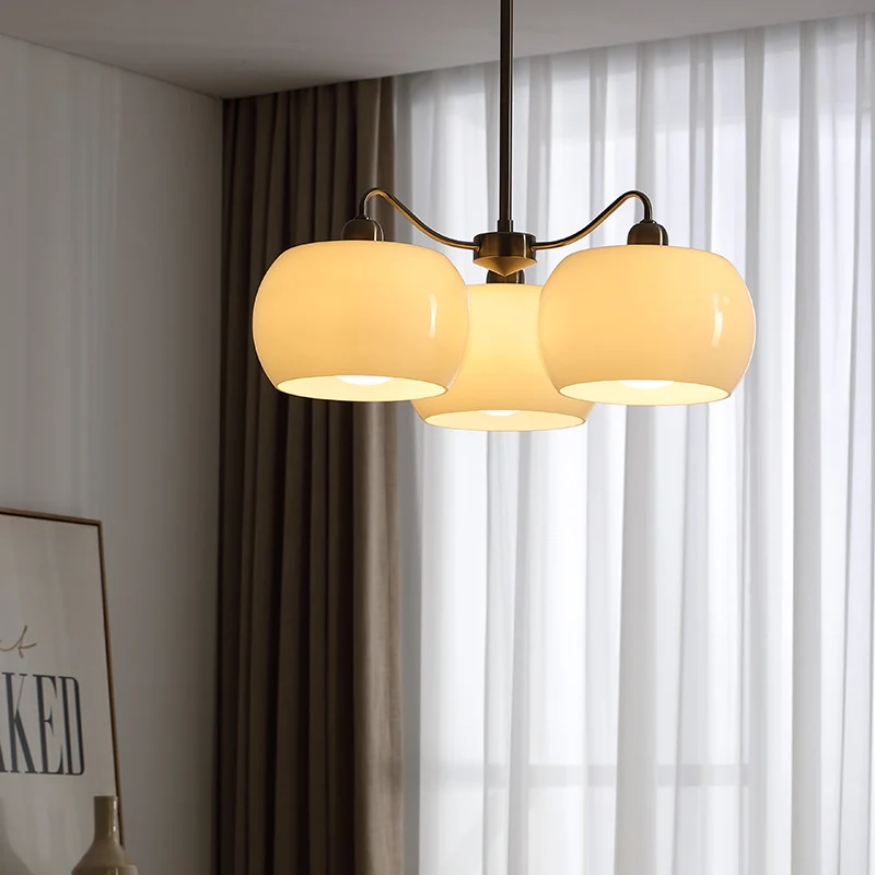 

Скандинавская люстра Bauhaus для гостиной, дизайнерская американская простая стеклянная Ретро лампа в античном стиле для столовой, спальни