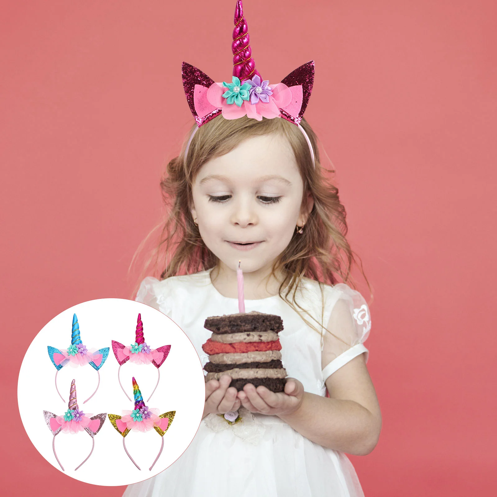 

4 шт. повязки на голову Блестящий Рог головной убор Блестки цветок уши головной убор волос для карнавала дня рождения фото реквизит