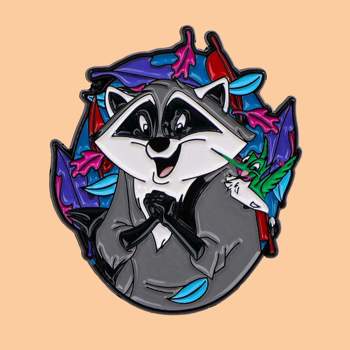 Эмалированные броши с рисунком енота из мультфильма