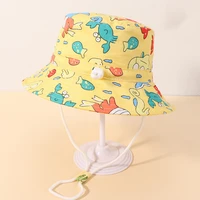 bucket hat boy uv protection with string kids summer big brim breathable cap holiday beach accessory