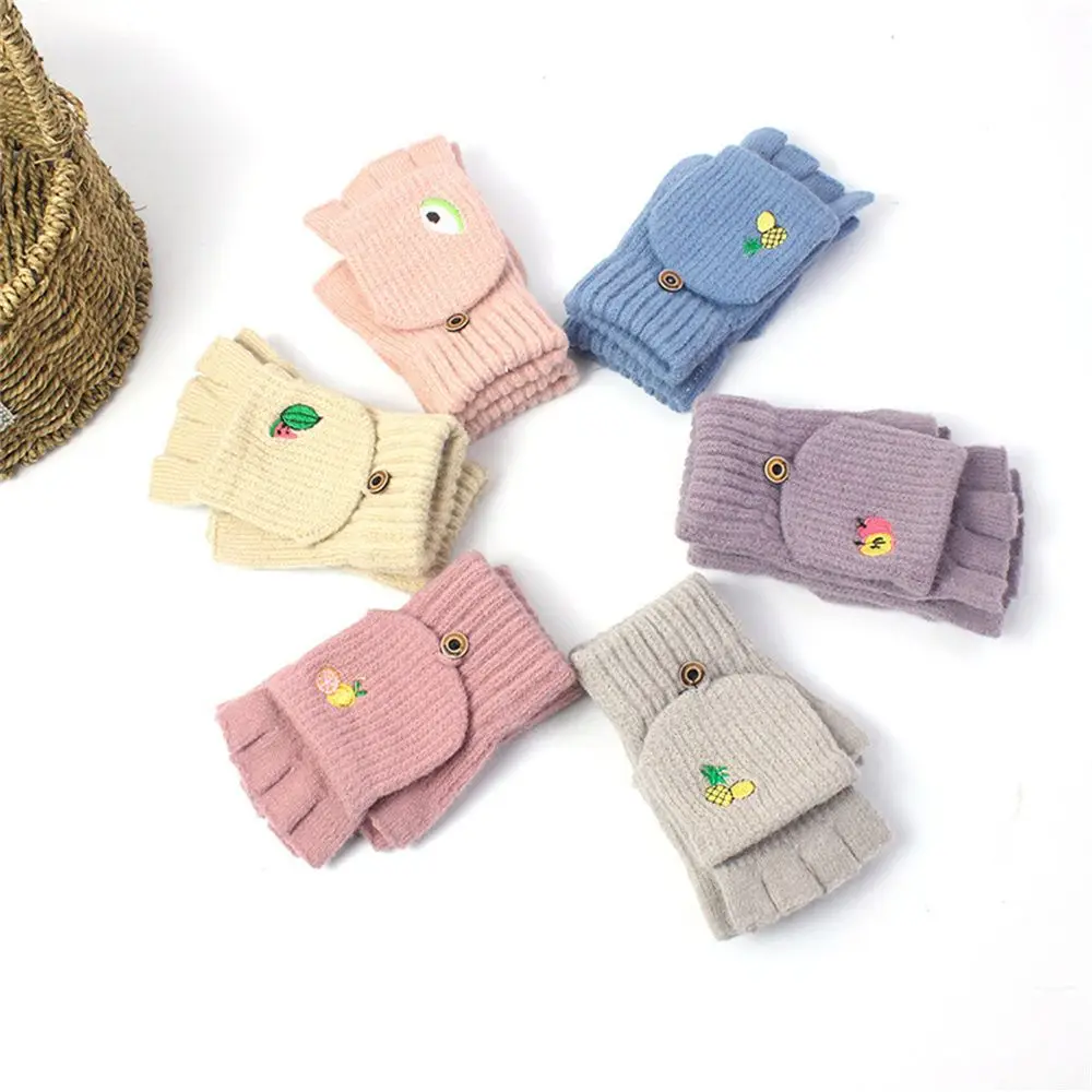

Gift Cold Protection Autumn And Winter Knitted Knitted Gloves Fingerless Gloves Children's Warm Gloves Thumb Gloves