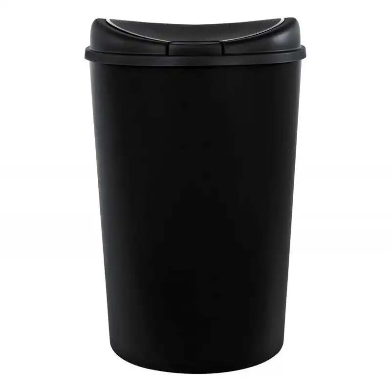 

gal Touch Top Plastic Semi Round Kitchen Trash Can, Black