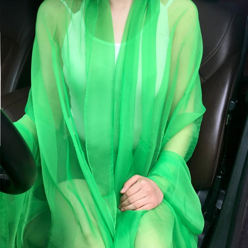 

Sunscreen Shawl Lady Korean Solid Color Transparent Sexy Thin Chiffon Beach Towel Summer Air Conditioning Ice Silk Scarf