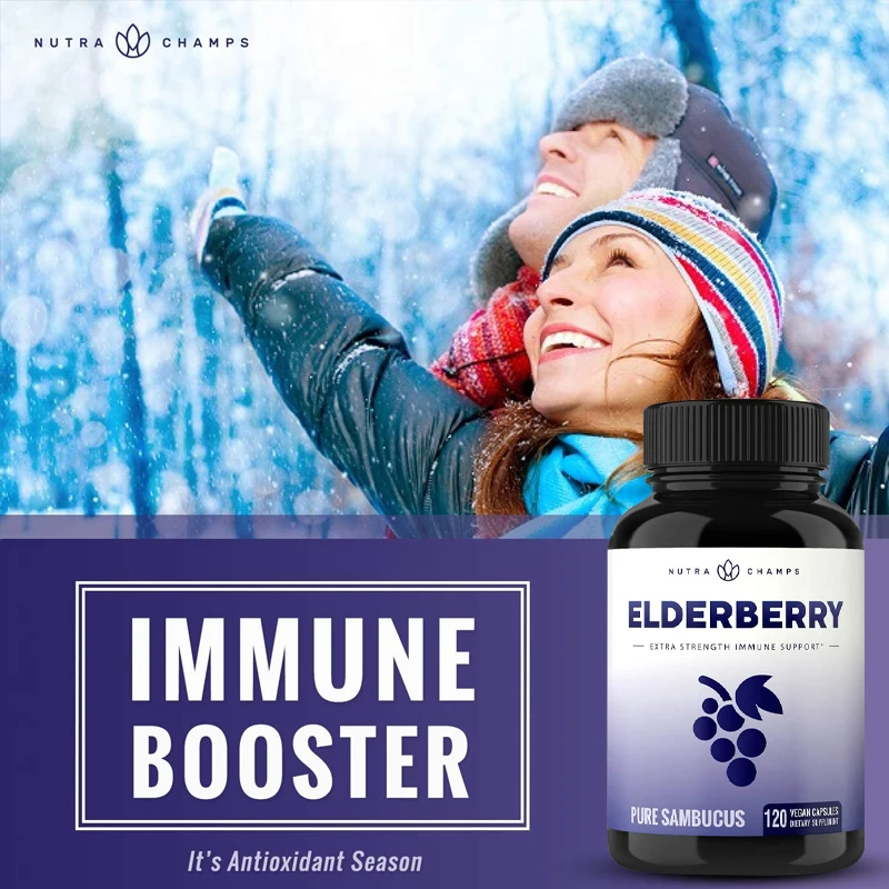 

Black Elderberry Capsules Excellent Supplement To Boost Your Immune System - Antioxidant Vitamins for Sustained Immunity Boost