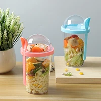 parfait cups with lids vegetable fruit salad cups with spoon and salad dressing holder 400ml large capacity portable overnight