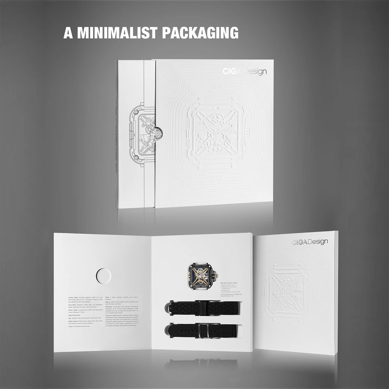 CIGA Design Титановые Золотые Механические Часы Мужские X Series Роскошные 2025 Мужские Автоматические Часы Скелет Силиконовый Нейлон Два Ремешка (art.: 3920d1dfa2ece) - 3920d1dfa2ece