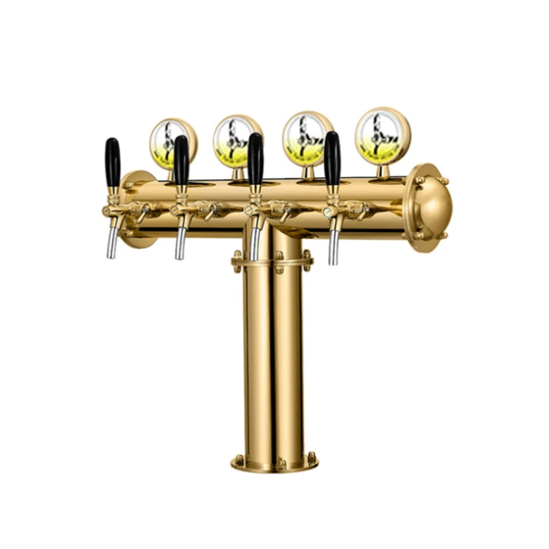 

Hot sale custom 4 tap spigot led light beer equipment T type beer dispenser draft beer tower