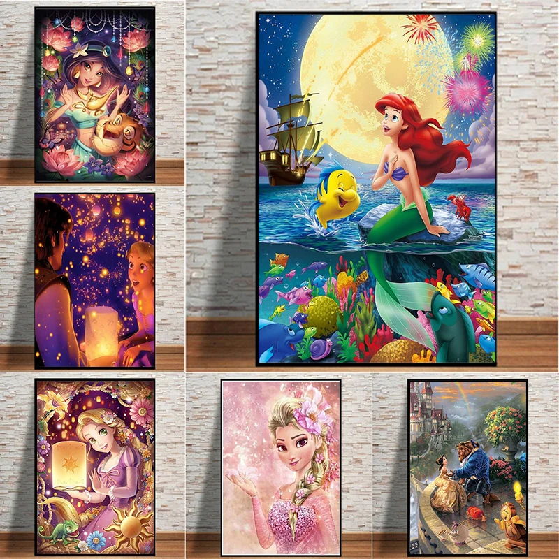 

Disney White Kraft Paper For Kids Cartoon Princess Pictures For Wall Decor Tangled Rapunzel The Little Mermaid Posters