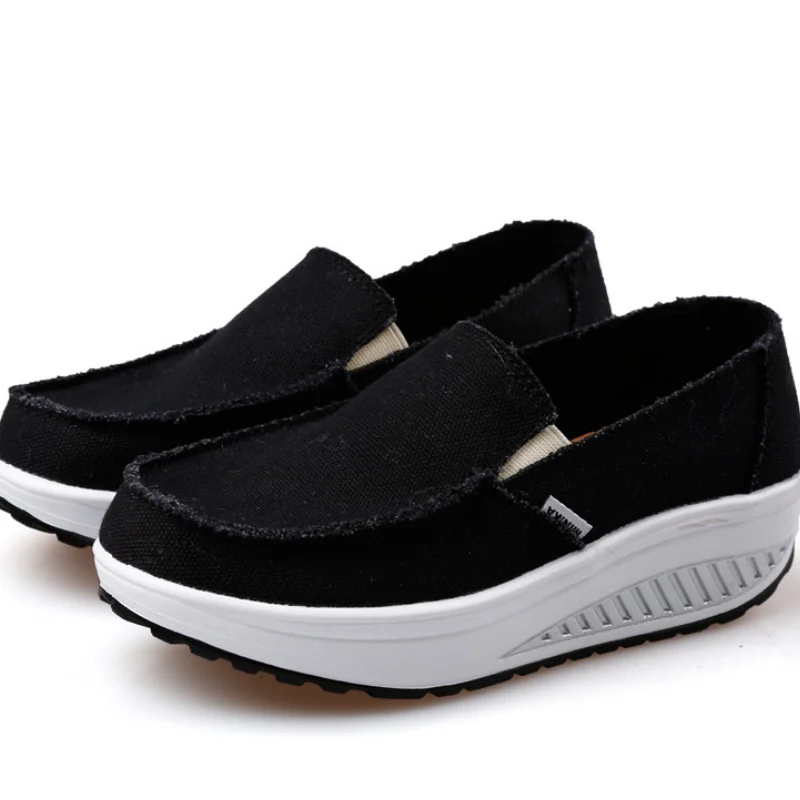Spring Women Canvas Shoes Platform Slip On Loafers Shoes Woman Flats Walking Sneakers Women Swing Casual Shoes
