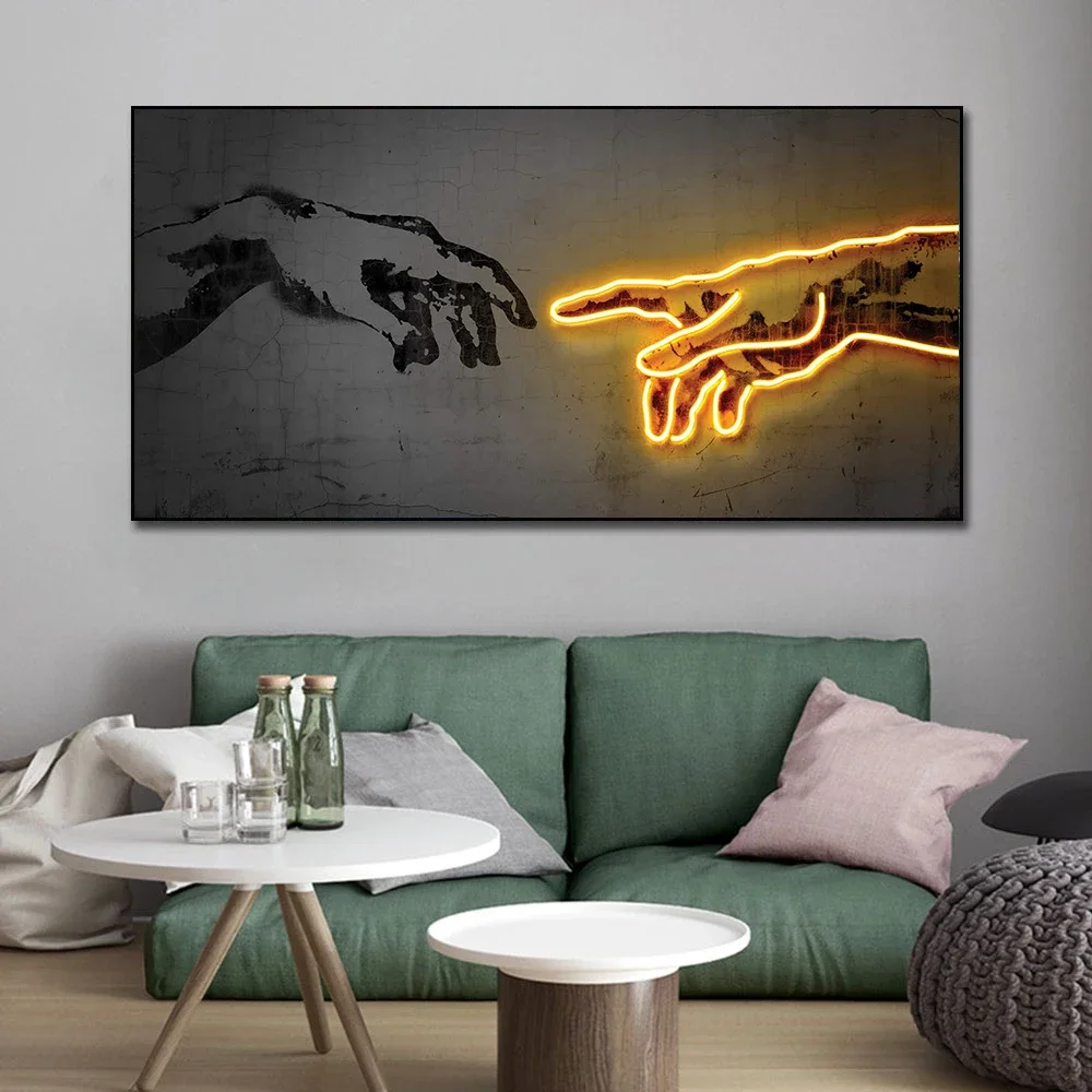 Настенный постер на холсте с эффектом неонового изображения знаменитостей