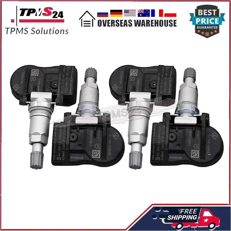 

4шт. 407005578 Датчик контроля давления в шинах R TPMS для RENAULT MEGANE II 02-08 SCENIC II 2003-2010 40700-5578R 433 МГц