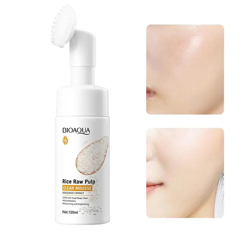 

Hydrating Facial Cleanser Foaming Rice Facial Polish 120ML Rice Raw Pulp Deep Cleaning Hydrating Cleanser Oil Control Facial