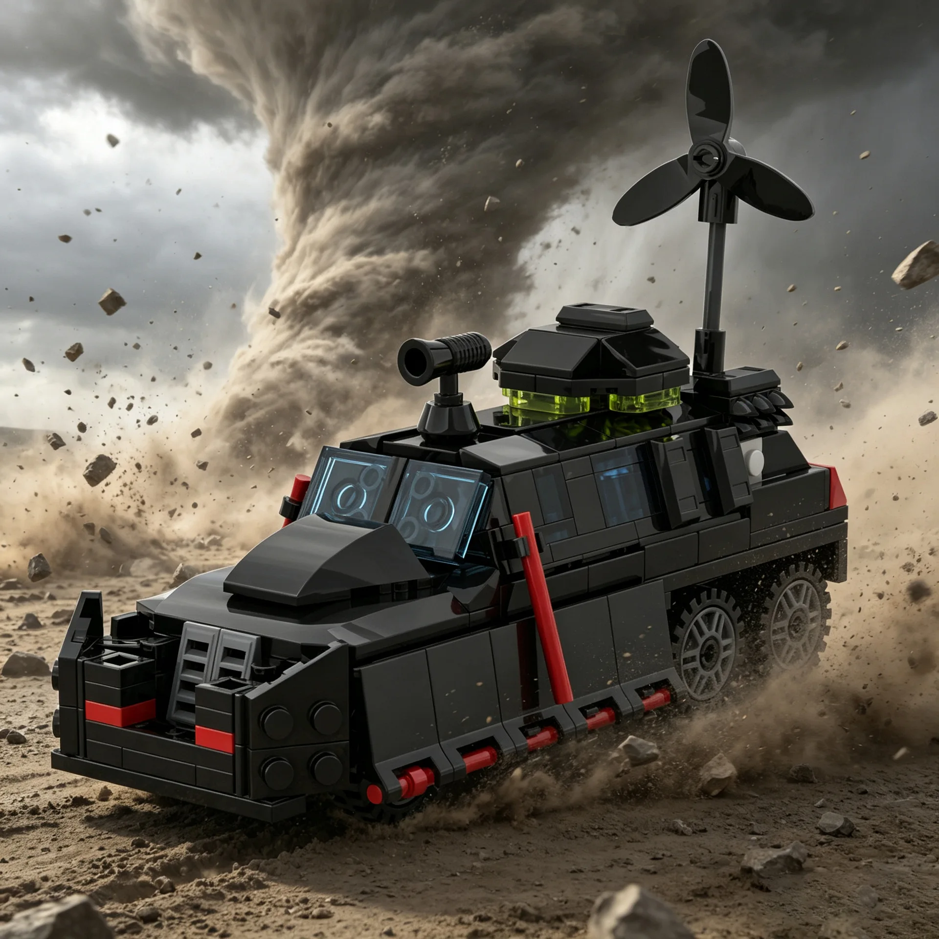 Фото Модель внедорожника-перехватчика торнадо Storm Destroy Parking Lot Chaser MOC TIV 2 с пусковой установкой, конструктор №1