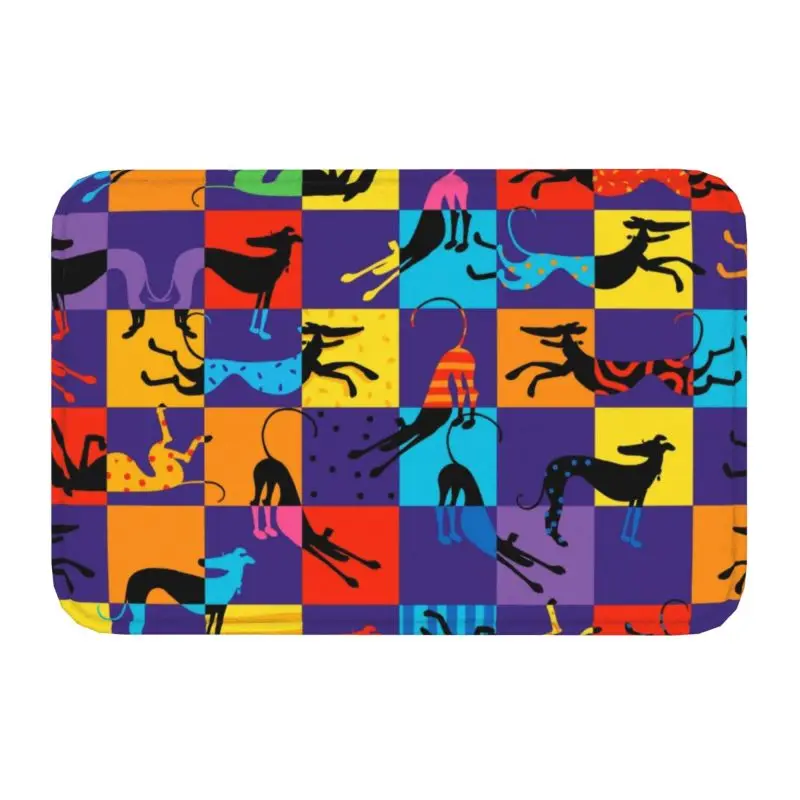 

Pop Art Hounds Lurcher Door Floor Bath Kitchen Mats Anti-Slip Outdoor Greyhound Whippet Dog Doormat Balcony Entrance Rug Carpet