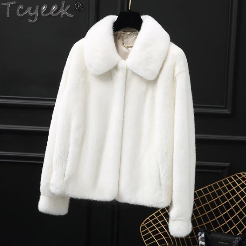 

Tcyeek Women's Winter Coats White Mink Fur Coat Korean Fashion Women Clothes Warm Short Female Fur Jackets Casaco Feminino Lq