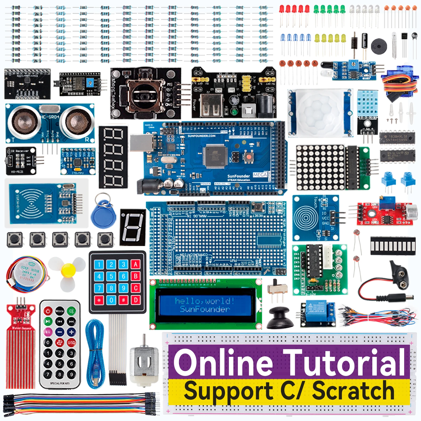 SunFounder Project The Most Complete Electronics Starter Kit Compatible with Arduino Mega 2560 R3 Mega328 Nano, 73 Tutorials enlarge