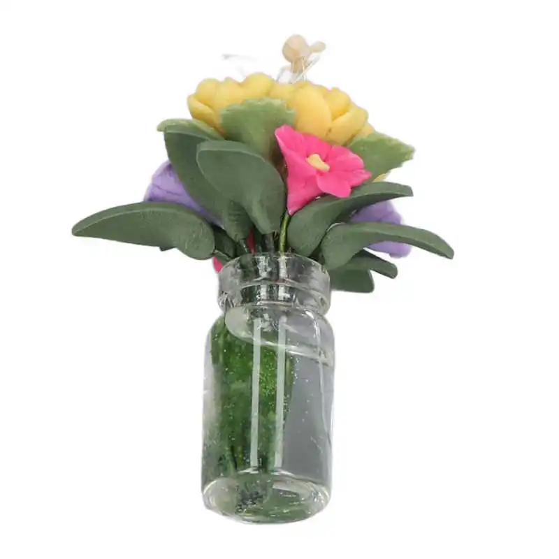 

Цветочный горшок для кукольного домика яркие цвета миниатюрный цветок для балкона