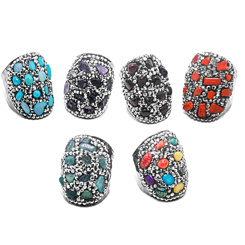 Микроинкрустация камнями с аметистом кольцо черный цвет пистолета рейки