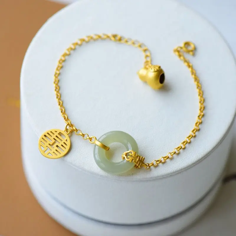 Браслет с двойным счастьем из серебра S925 пробы браслет пряжкой натурального