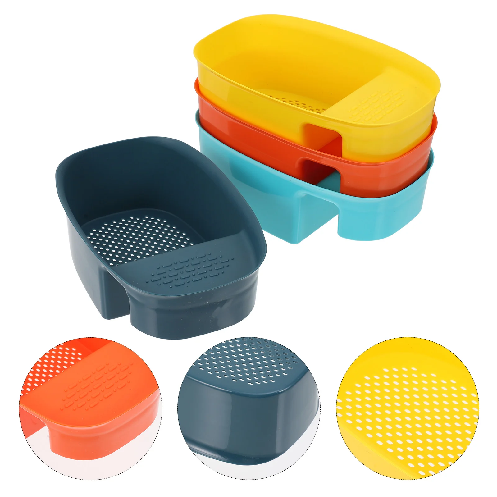 

4pcs Vegetable Washing Basket Strainer Basket Kitchen Sink Drainer Dish Sponge Holder Kitchen Drain Basket