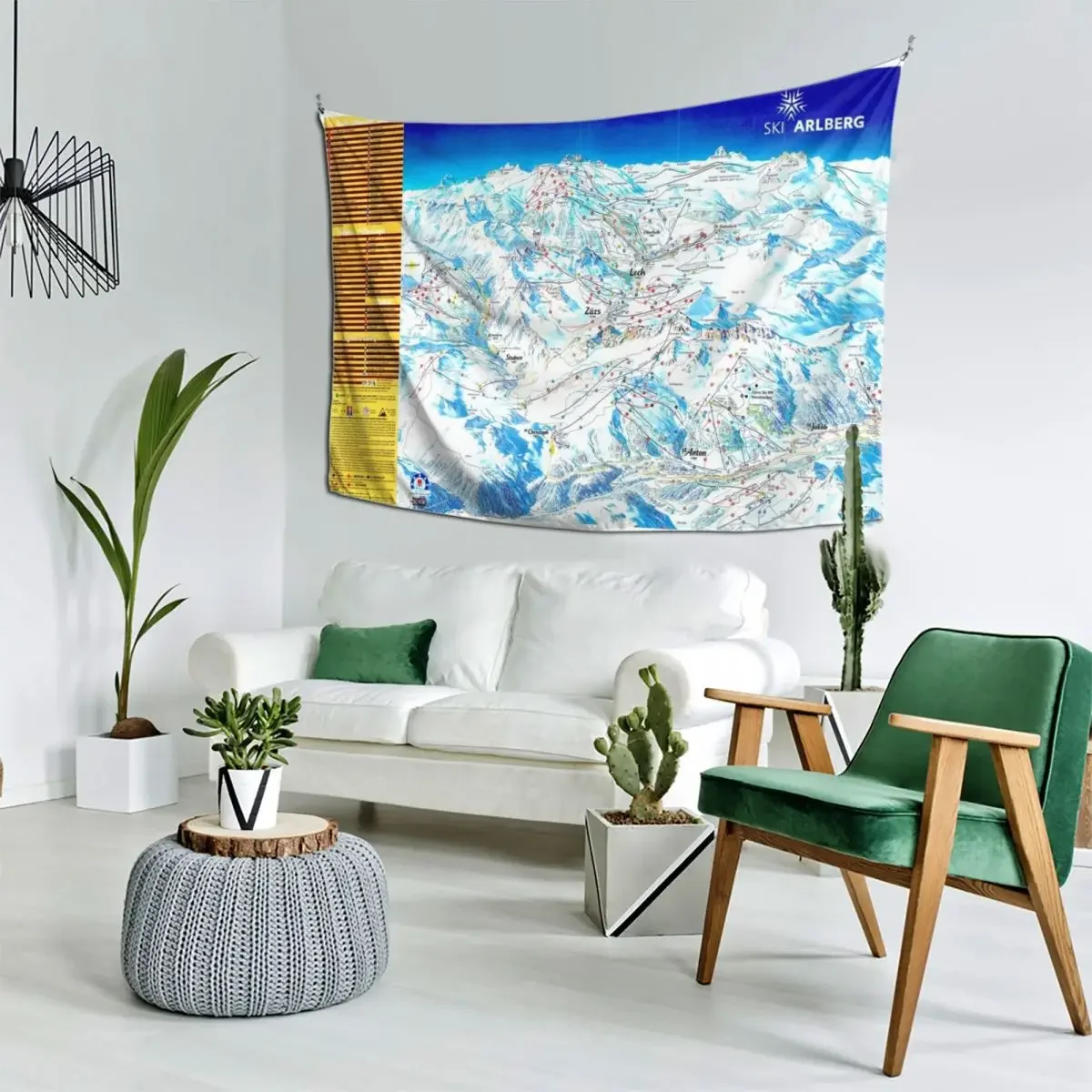 Лыжный Арлберг (с названием тропа) Карта лыжной области (старая) Гобелен