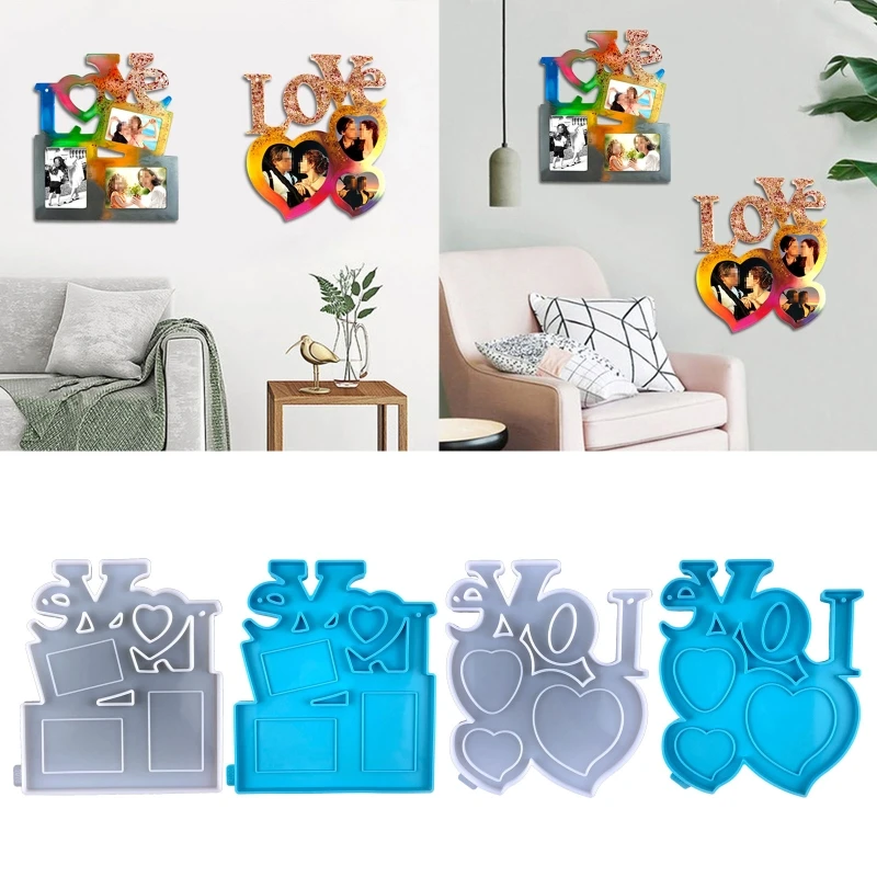 

DIY Love Heart Photo Frame Epoxy Mold Handmade Resin Decorative Craft Ornament Silicone Mould Home Table Decoration Casting Tool