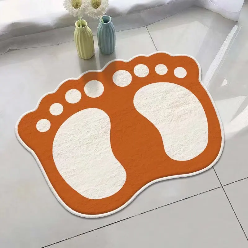 

Footprints Designer Plush Rug Soft Doormat Floor Mat Carpet Home Living Bath Room Anti Slip Imitation Cashmere