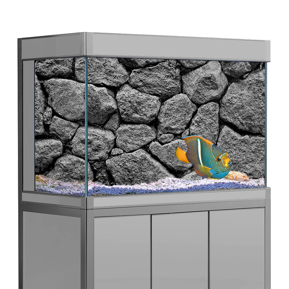 

Fish Tank Background Sticker Black Grey Marble Rock Wall Printing Wallpaper Aquarium Backdrop Decorations PVC