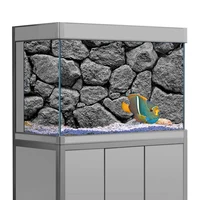 Fish Tank Background Sticker  Black Grey Marble Rock Wall Printing Wallpaper Aquarium Backdrop Decorations PVC