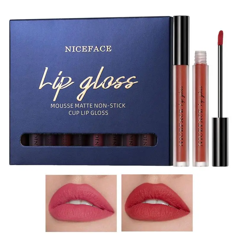 

Matte Lipgloss Set 10 Colors Velvet Liquid Lipstick Waterproof Long Lasting Moisturizing Lip Makeup Cosmetics