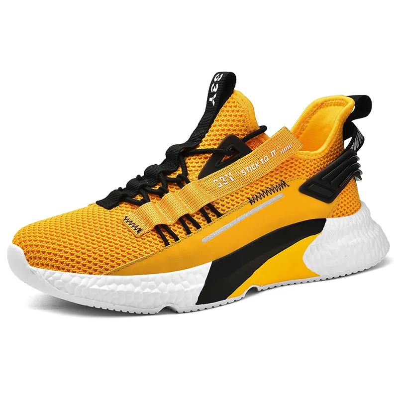 

New Arrivals Breathable Men Running Shoes Outdoor Lightweight Jogging Sneakers Lace-up Hard-wearing Male Athletic Shoes Fashion