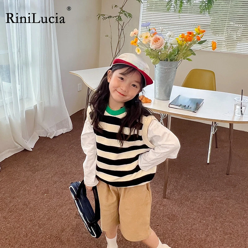 

RiniLucia Children Vest Sleeveless Striped Girls Boys Jackets Vest Baby Waistcoat Kids Outerwear Coat Autumn Girls Clothing C01