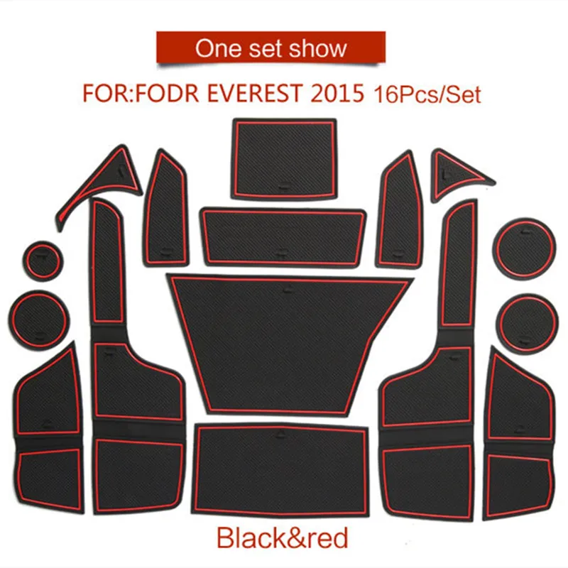 

16Pcs Lnterior Anti Slip Mat For Ford Everest 2016-2020 Door Slot Pad Cup Cushion Groove Pad Car Accessories