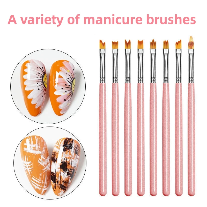 

8pcs Nail Art Stripes Lines Brushes DIY Painting Flower Brush Powder Acrylic UV Gel Drawing Pen Dotting Tools Manicure Brushes