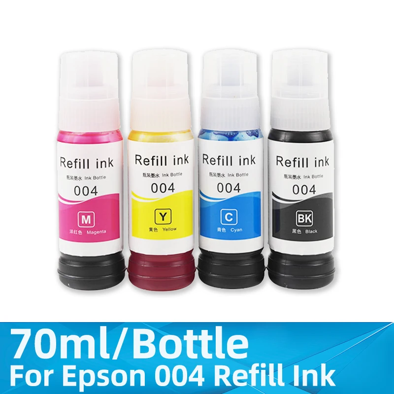 

70ML Refill Ink For Epson 004 002 supply L1119 L3108 L3115 L3151 L3118 L3119 L3156 L3158 L1118 L3153 L4158 L4168 Printer